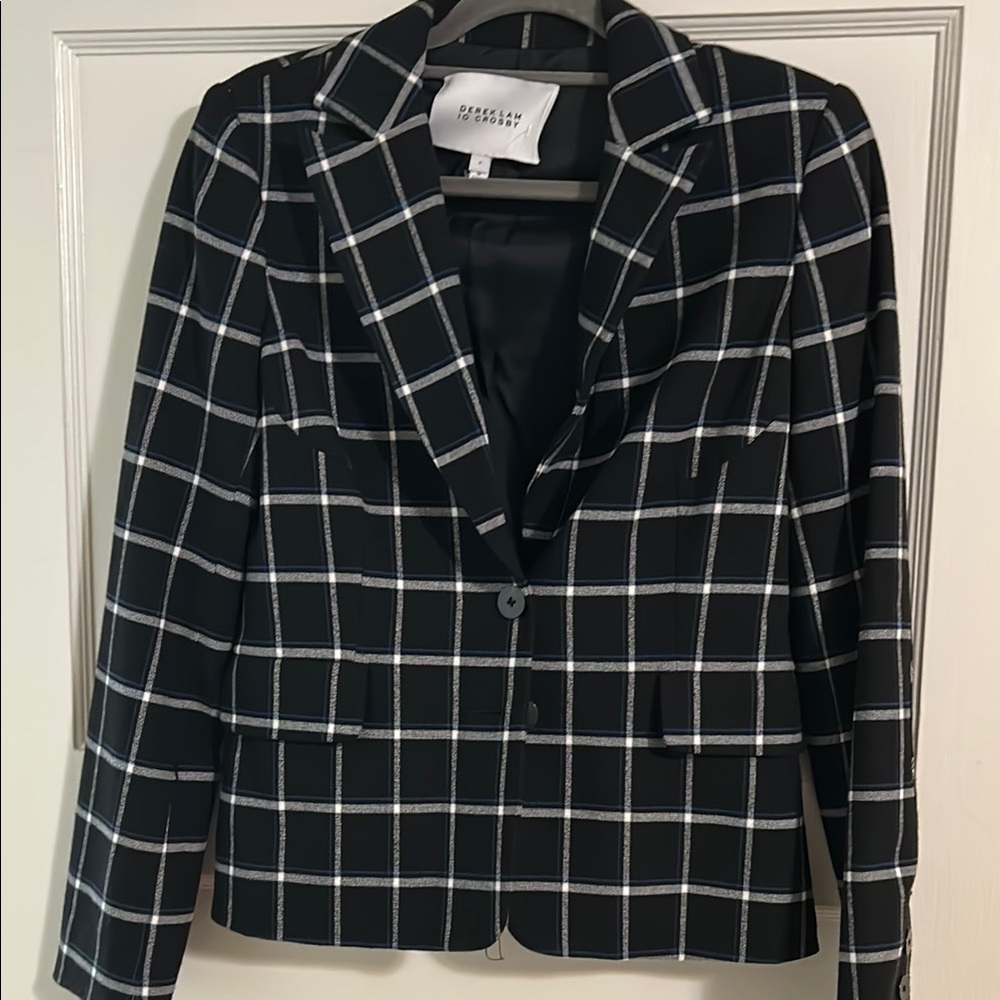 Derek Lam Black and White Plaid Women's Blazer